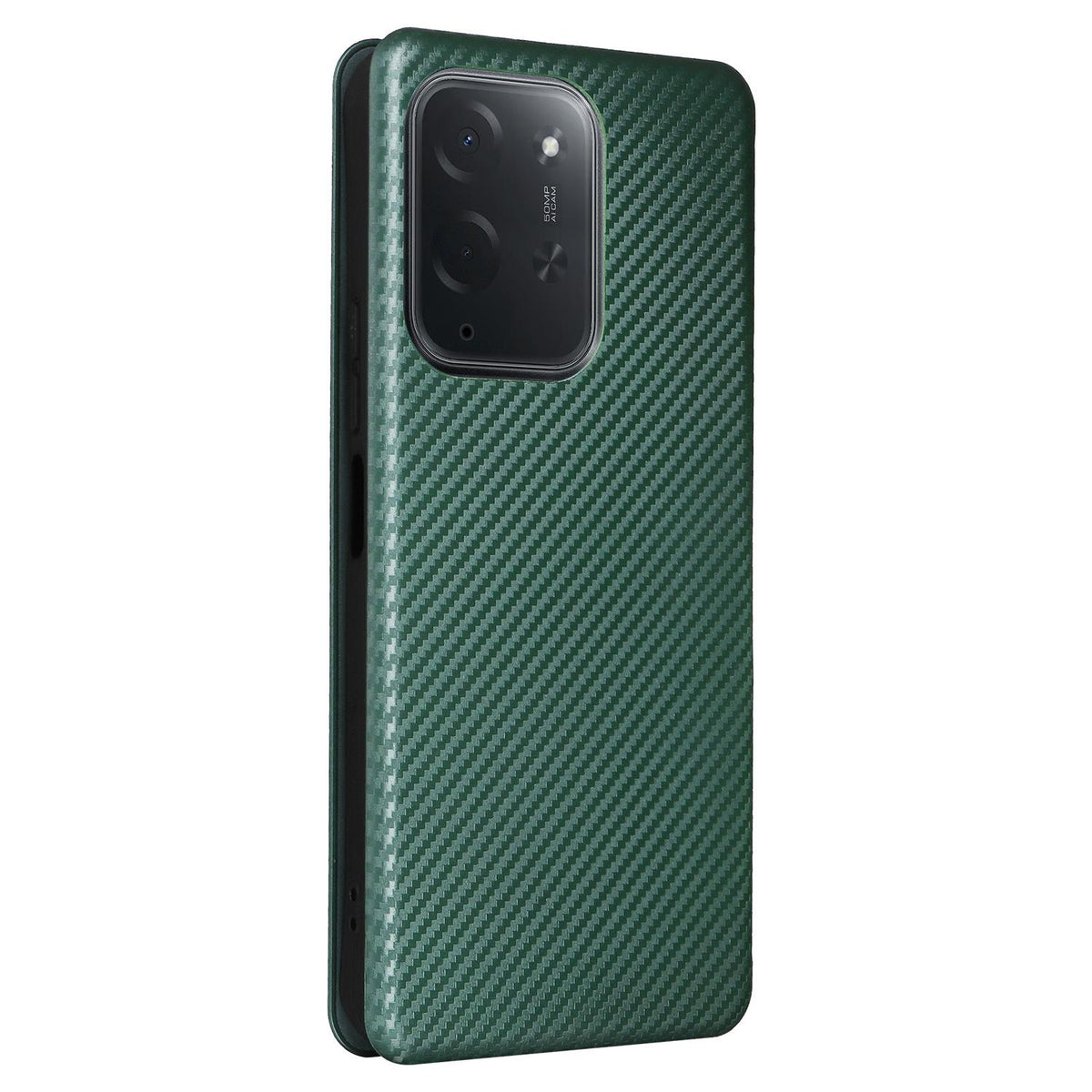 For Xiaomi Poco C95 Pro Carbon Fiber Texture Flip Leather Phone Case - Green - EDA007098614D