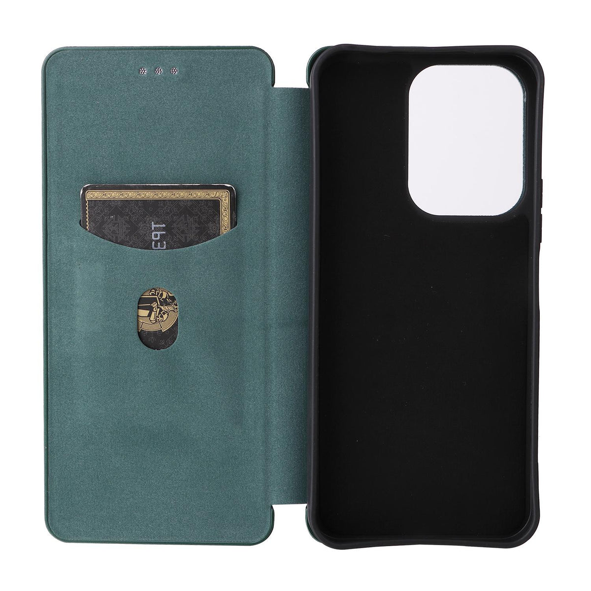 For Xiaomi Poco C95 Pro Carbon Fiber Texture Flip Leather Phone Case - Green - EDA007098614D