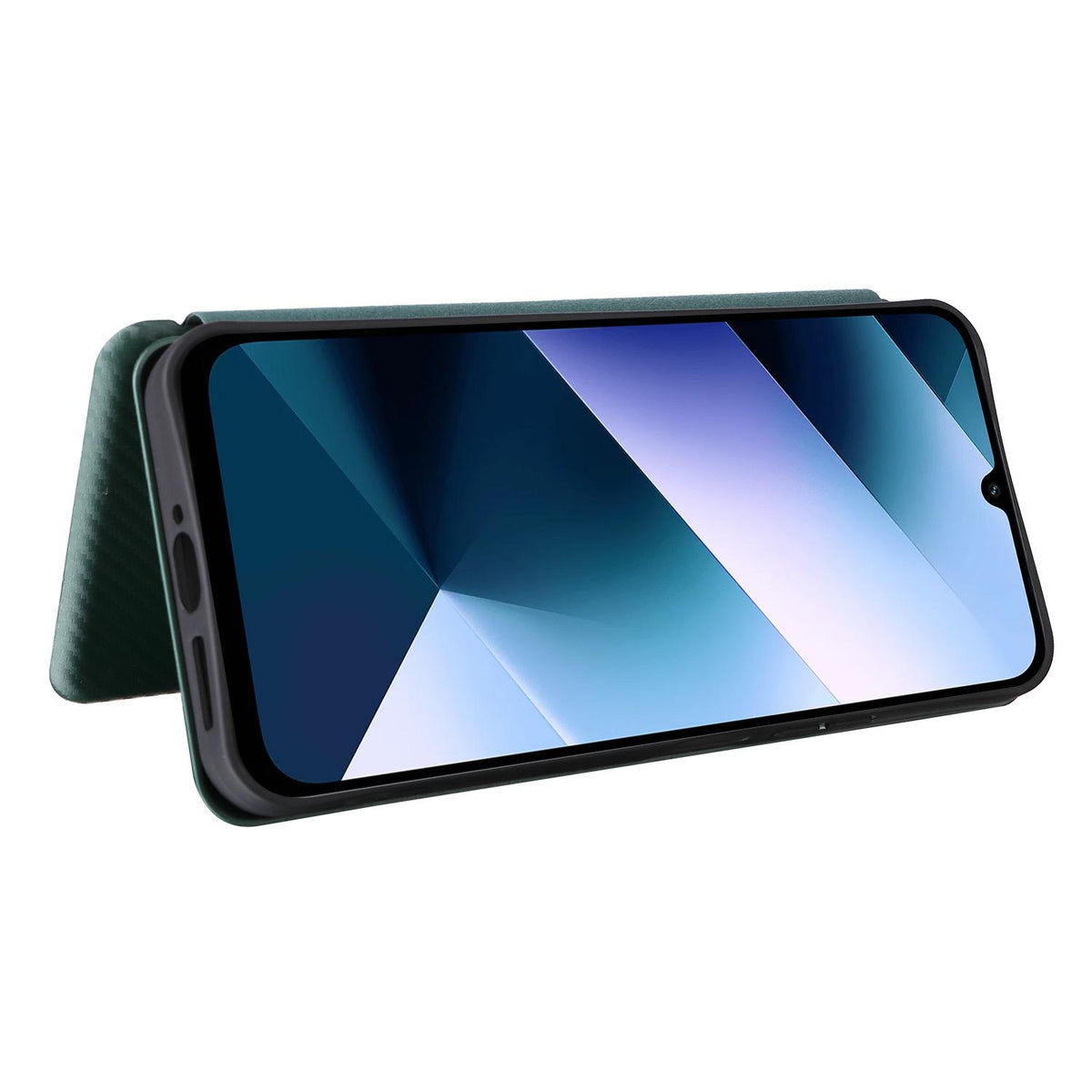 For Xiaomi Poco C95 Pro Carbon Fiber Texture Flip Leather Phone Case - Green - EDA007098614D