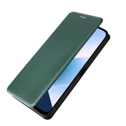 For Xiaomi Poco C95 Pro Carbon Fiber Texture Flip Leather Phone Case - Green - EDA007098614D
