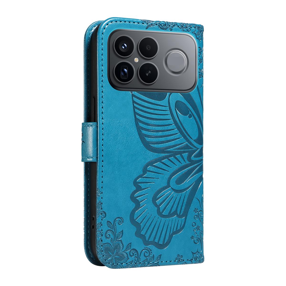 For Redmi K90 Pro Max/Poco F8 Ultra Swallowtail Butterfly Embossed Leather Phone Case(Blue)