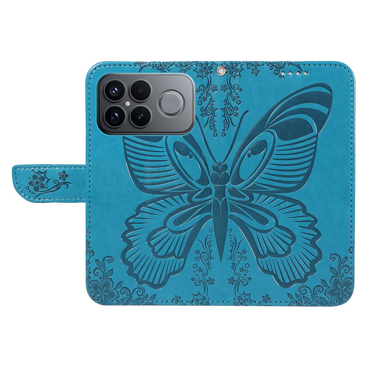 For Redmi K90 Pro Max/Poco F8 Ultra Swallowtail Butterfly Embossed Leather Phone Case(Blue)