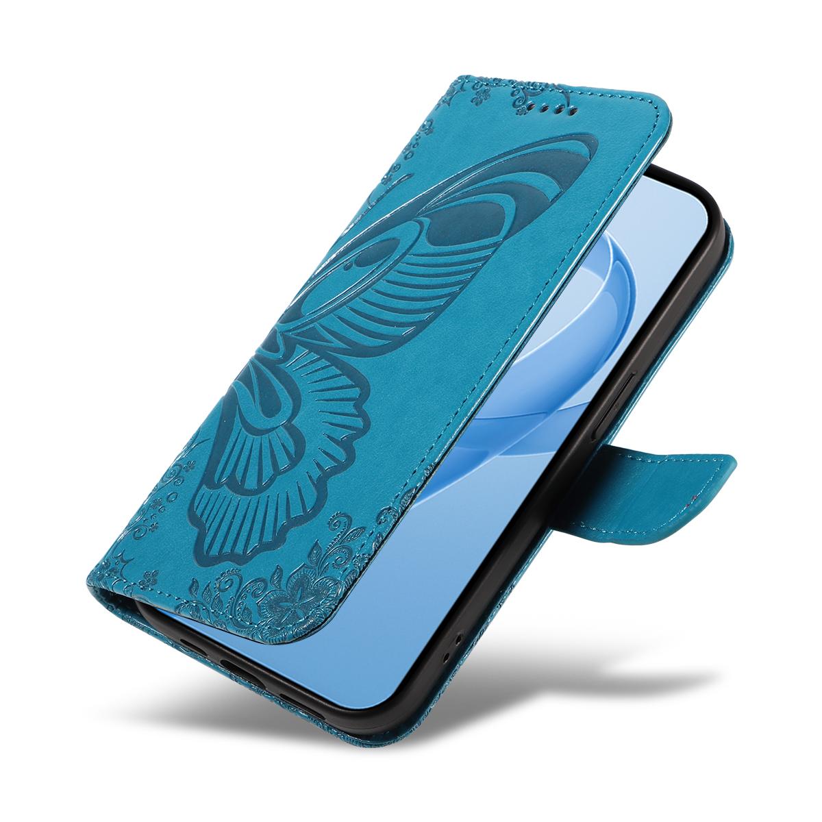 For Redmi K90 Pro Max/Poco F8 Ultra Swallowtail Butterfly Embossed Leather Phone Case(Blue)