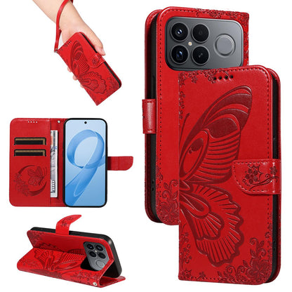 For Redmi K90 Pro Max/Poco F8 Ultra Swallowtail Butterfly Embossed Leather Phone Case(Red)