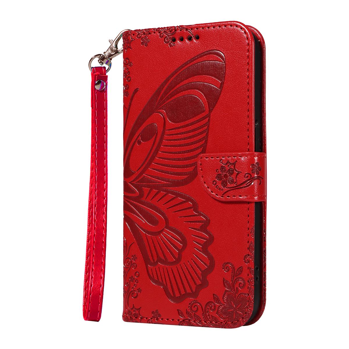 For Redmi K90 Pro Max/Poco F8 Ultra Swallowtail Butterfly Embossed Leather Phone Case(Red)