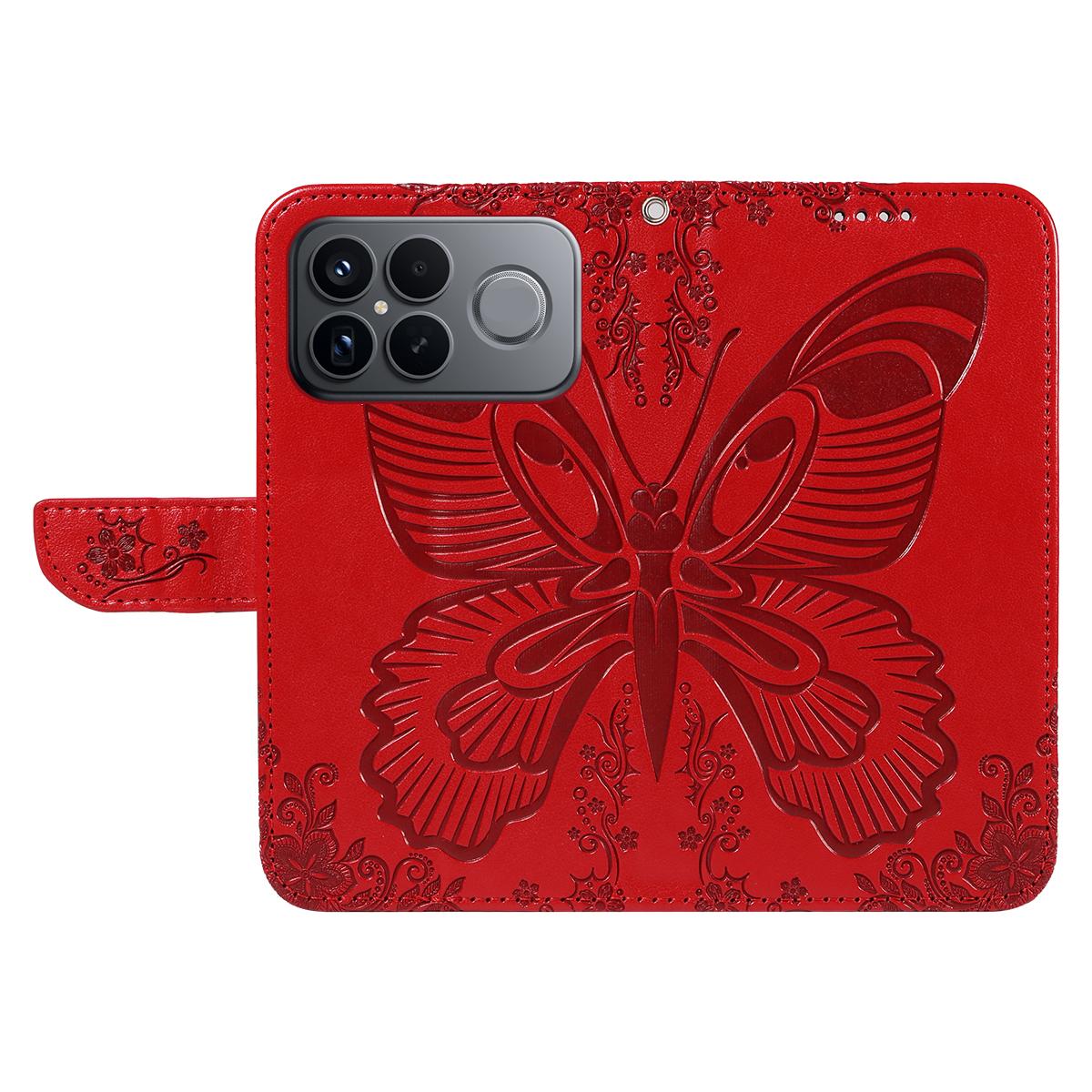 For Redmi K90 Pro Max/Poco F8 Ultra Swallowtail Butterfly Embossed Leather Phone Case(Red)