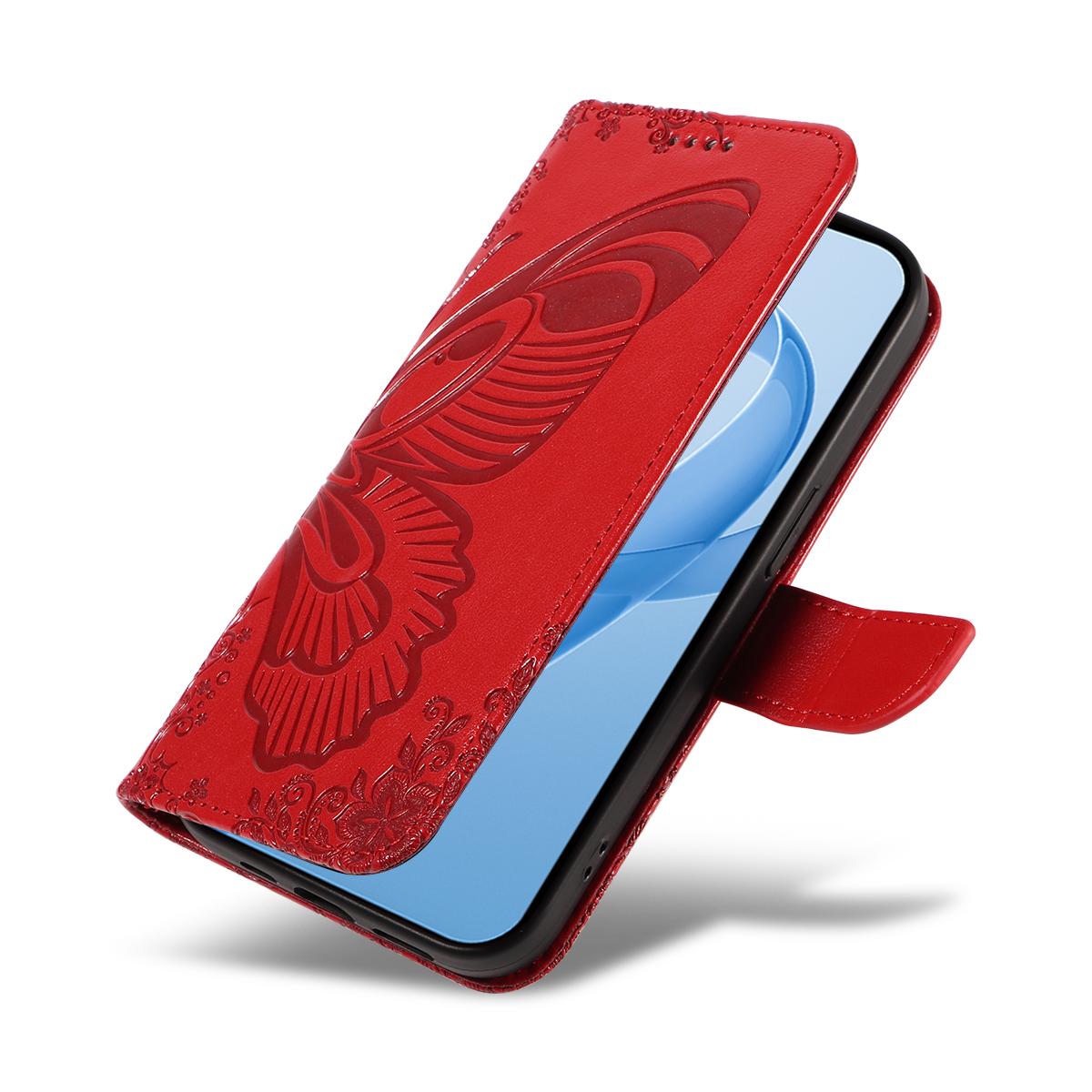 For Redmi K90 Pro Max/Poco F8 Ultra Swallowtail Butterfly Embossed Leather Phone Case(Red)