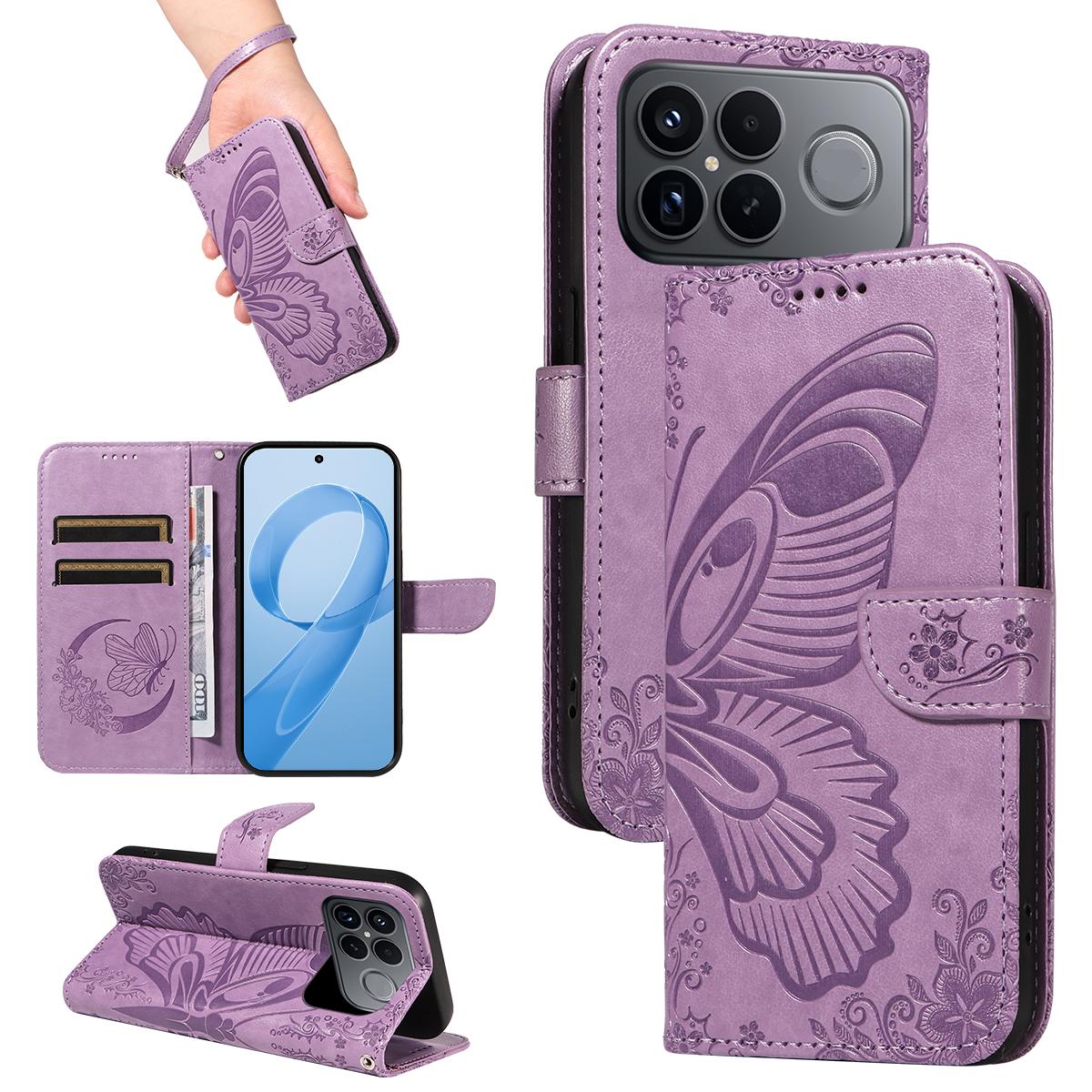 For Redmi K90 Pro Max/Poco F8 Ultra Swallowtail Butterfly Embossed Leather Phone Case(Purple)