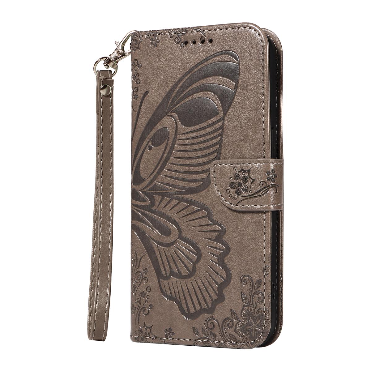For Redmi K90 Pro Max/Poco F8 Ultra Swallowtail Butterfly Embossed Leather Phone Case(Grey)