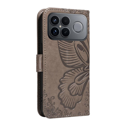 For Redmi K90 Pro Max/Poco F8 Ultra Swallowtail Butterfly Embossed Leather Phone Case(Grey)