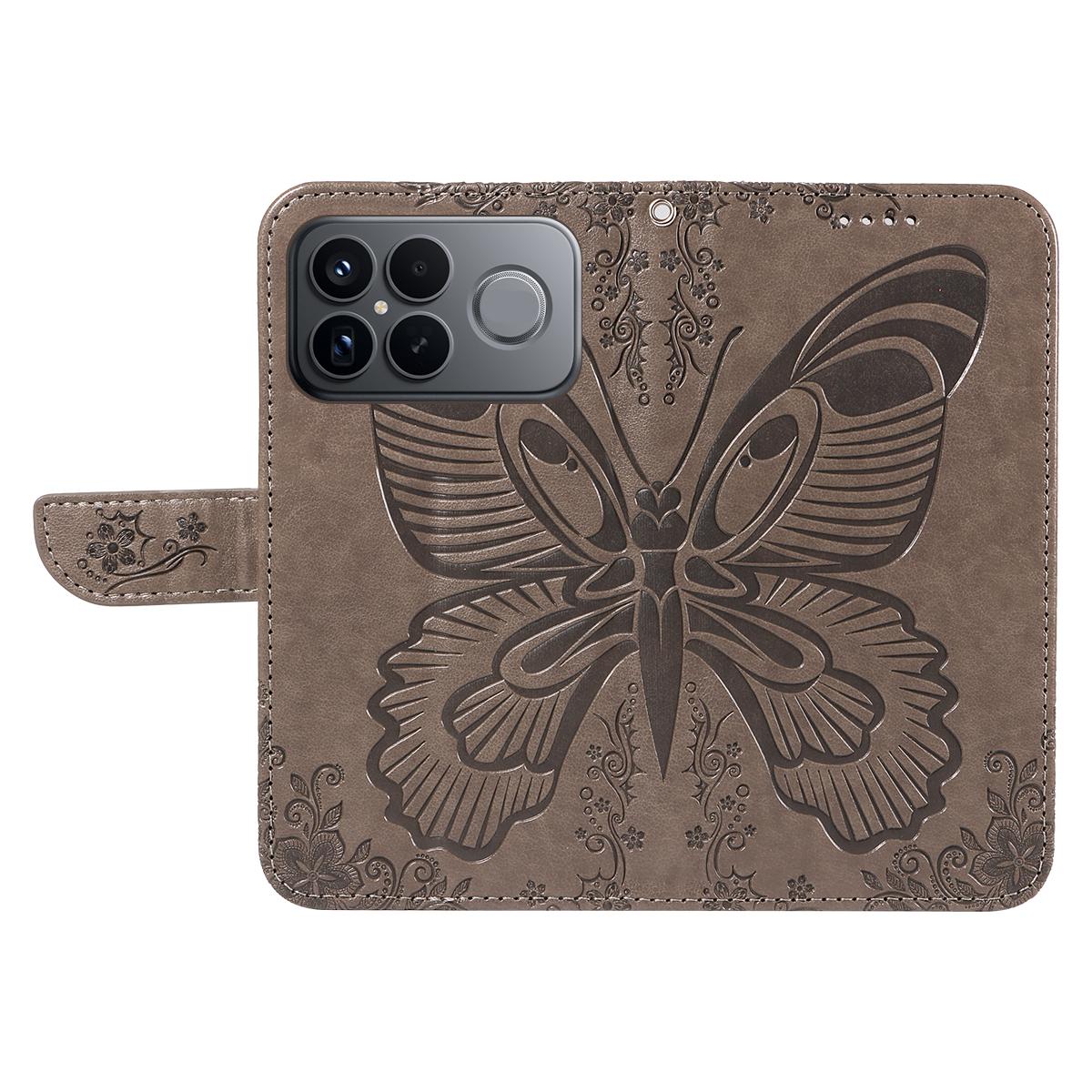 For Redmi K90 Pro Max/Poco F8 Ultra Swallowtail Butterfly Embossed Leather Phone Case(Grey)