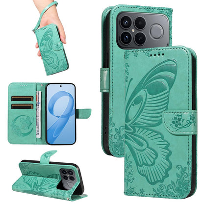 For Redmi K90 Pro Max/Poco F8 Ultra Swallowtail Butterfly Embossed Leather Phone Case(Green)