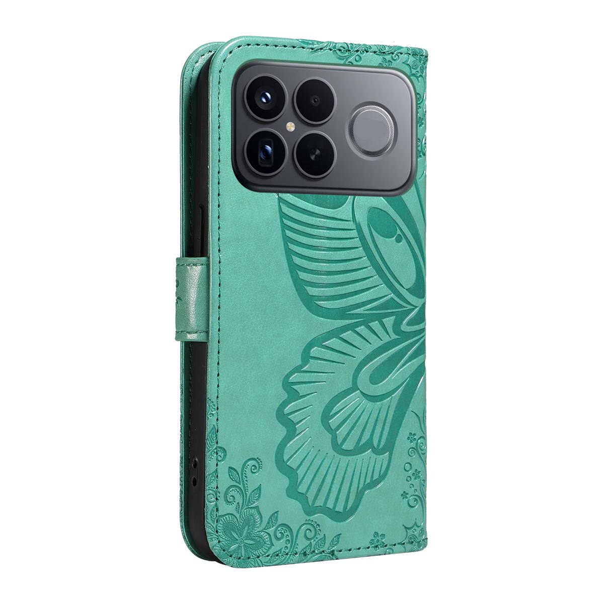 For Redmi K90 Pro Max/Poco F8 Ultra Swallowtail Butterfly Embossed Leather Phone Case(Green)