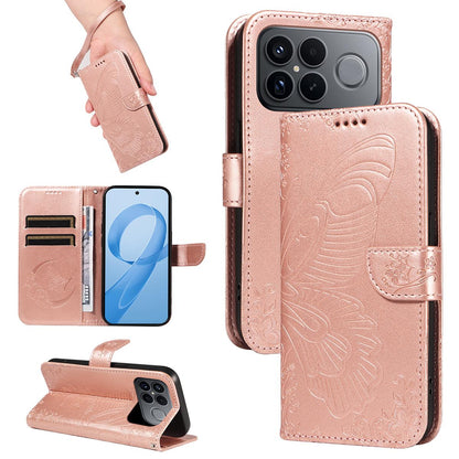 For Redmi K90 Pro Max/Poco F8 Ultra Swallowtail Butterfly Embossed Leather Phone Case(Rose Gold)