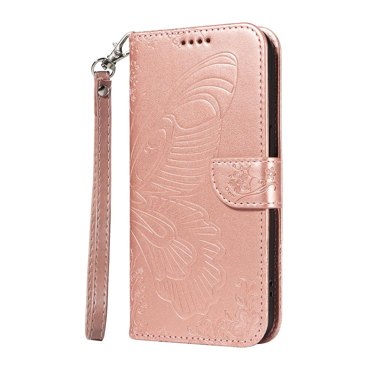 For Redmi K90 Pro Max/Poco F8 Ultra Swallowtail Butterfly Embossed Leather Phone Case(Rose Gold)