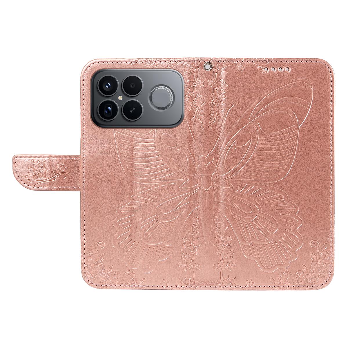 For Redmi K90 Pro Max/Poco F8 Ultra Swallowtail Butterfly Embossed Leather Phone Case(Rose Gold)