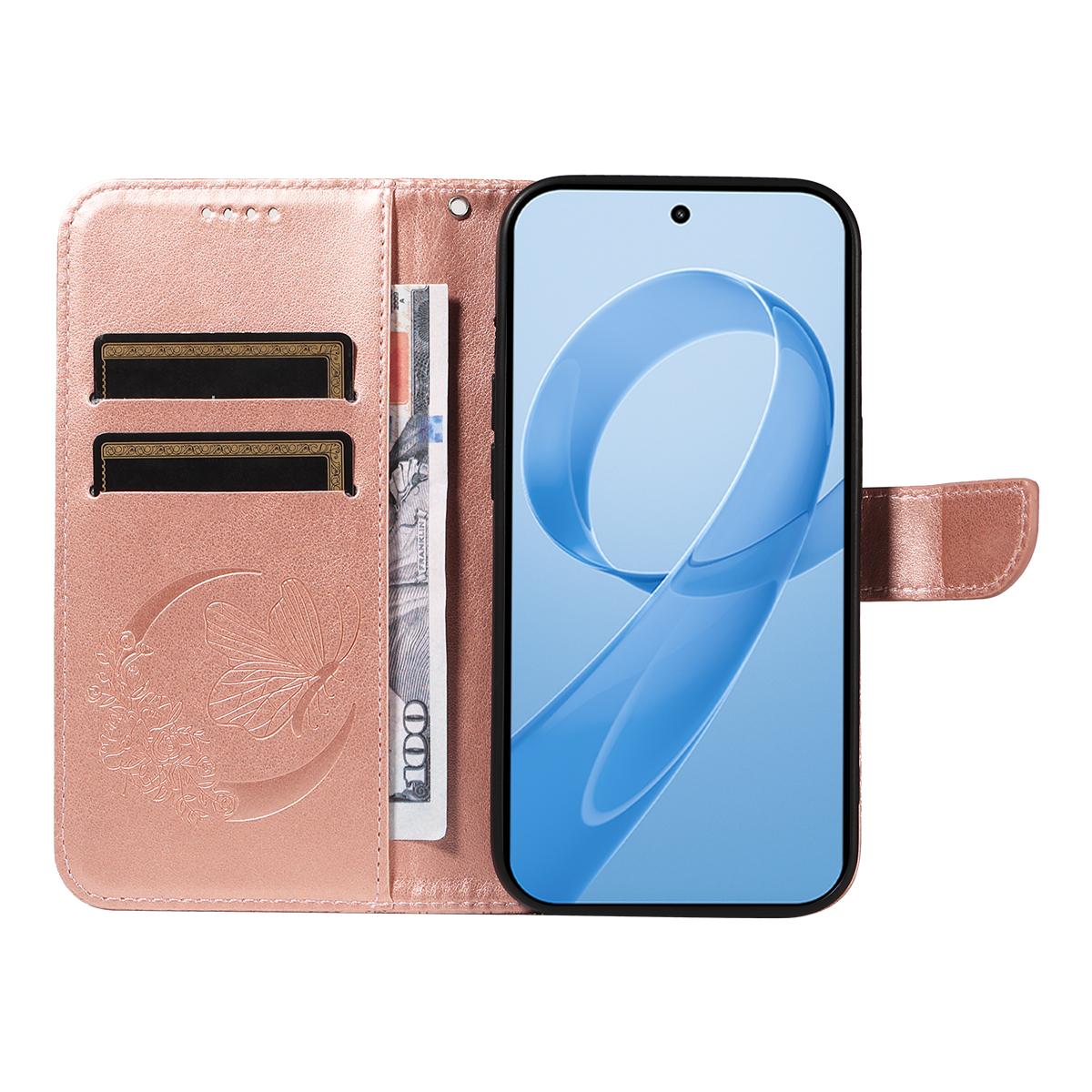 For Redmi K90 Pro Max/Poco F8 Ultra Swallowtail Butterfly Embossed Leather Phone Case(Rose Gold)