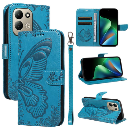 For Redmi 17 5G / 4G Global 170mm Swallowtail Butterfly Embossed Leather Phone Case(Blue)