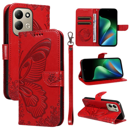 For Redmi 17 5G / 4G Global 170mm Swallowtail Butterfly Embossed Leather Phone Case(Red)