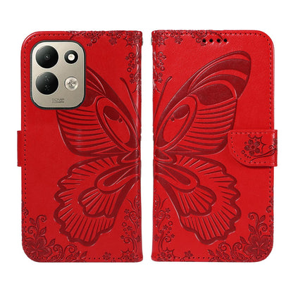 For Redmi 17 5G / 4G Global 170mm Swallowtail Butterfly Embossed Leather Phone Case(Red)