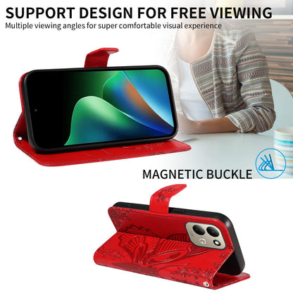 For Redmi 17 5G / 4G Global 170mm Swallowtail Butterfly Embossed Leather Phone Case(Red)