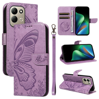 For Redmi 17 5G / 4G Global 170mm Swallowtail Butterfly Embossed Leather Phone Case(Purple)
