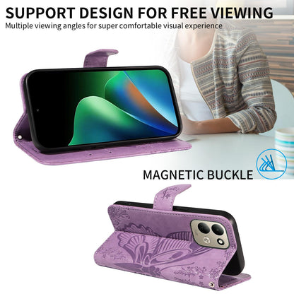 For Redmi 17 5G / 4G Global 170mm Swallowtail Butterfly Embossed Leather Phone Case(Purple)