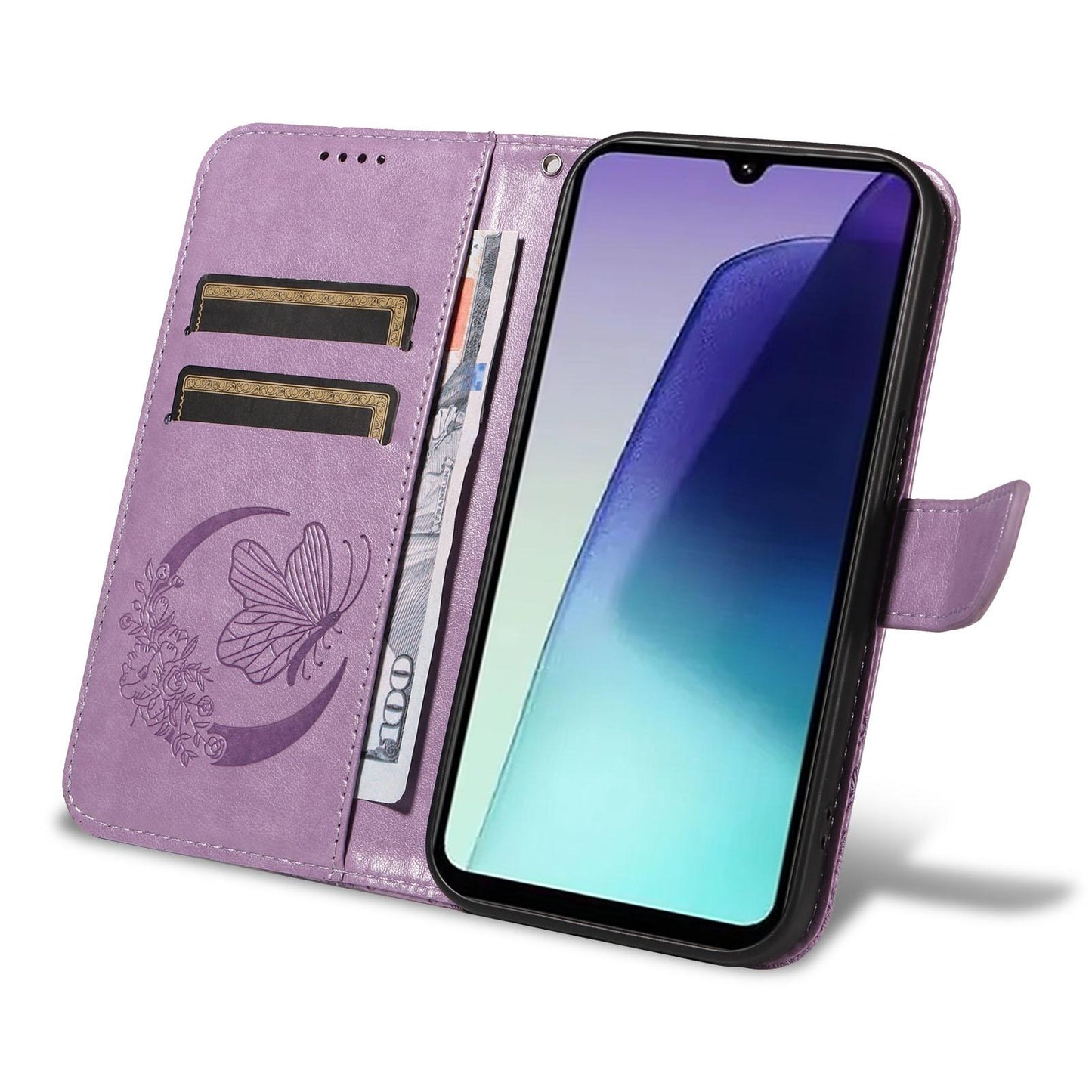 For Redmi 17 5G / 4G Global 170mm Swallowtail Butterfly Embossed Leather Phone Case(Purple)