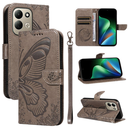 For Redmi 17 5G / 4G Global 170mm Swallowtail Butterfly Embossed Leather Phone Case(Grey)