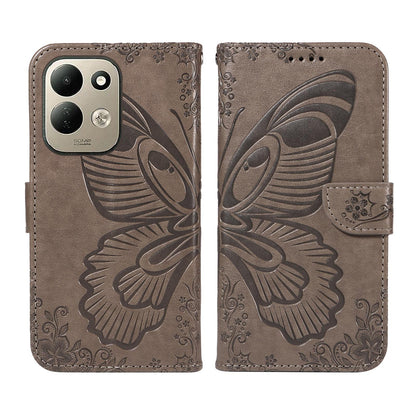 For Redmi 17 5G / 4G Global 170mm Swallowtail Butterfly Embossed Leather Phone Case(Grey)