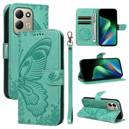 For Redmi 17 5G / 4G Global 170mm Swallowtail Butterfly Embossed Leather Phone Case(Green)