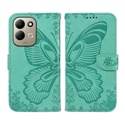 For Redmi 17 5G / 4G Global 170mm Swallowtail Butterfly Embossed Leather Phone Case(Green)