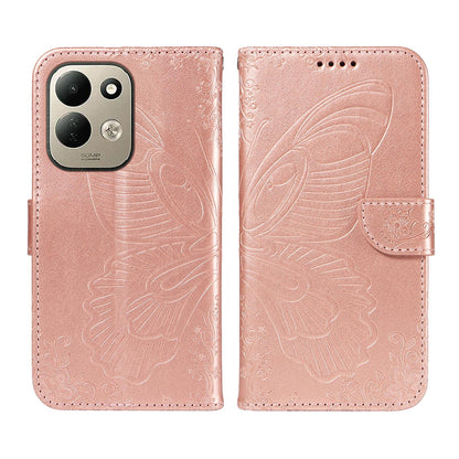 For Redmi 17 5G / 4G Global 170mm Swallowtail Butterfly Embossed Leather Phone Case(Rose Gold)