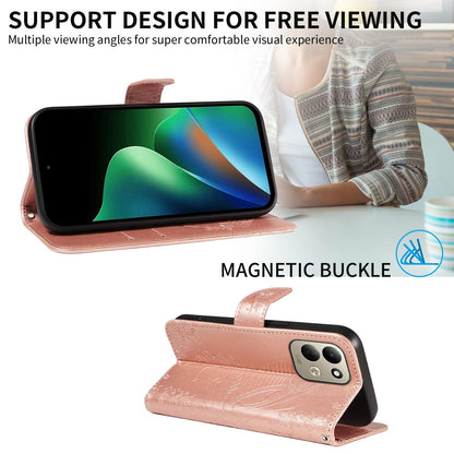 For Redmi 17 5G / 4G Global 170mm Swallowtail Butterfly Embossed Leather Phone Case(Rose Gold)