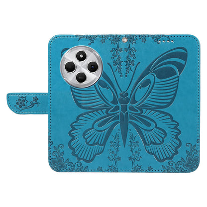 For Redmi Note 17 Pro+ 5G Global 163mm Swallowtail Butterfly Embossed Leather Phone Case(Blue)