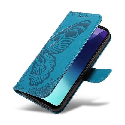For Redmi Note 17 Pro+ 5G Global 163mm Swallowtail Butterfly Embossed Leather Phone Case(Blue)