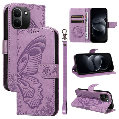 For Redmi Note 17 Pro+ 5G Global 163mm Swallowtail Butterfly Embossed Leather Phone Case(Purple)