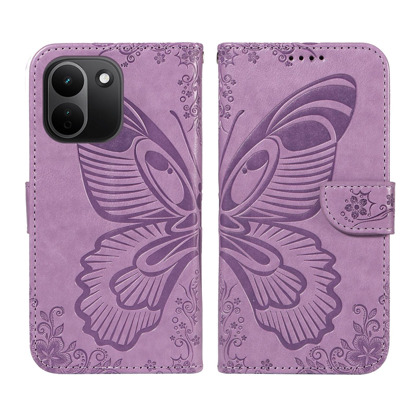 For Redmi Note 17 Pro+ 5G Global 163mm Swallowtail Butterfly Embossed Leather Phone Case(Purple)