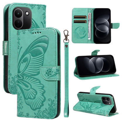 For Redmi Note 17 Pro+ 5G Global 163mm Swallowtail Butterfly Embossed Leather Phone Case(Green)