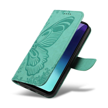 For Redmi Note 17 Pro+ 5G Global 163mm Swallowtail Butterfly Embossed Leather Phone Case(Green)