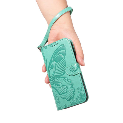 For Redmi Note 17 Pro+ 5G Global 163mm Swallowtail Butterfly Embossed Leather Phone Case(Green)