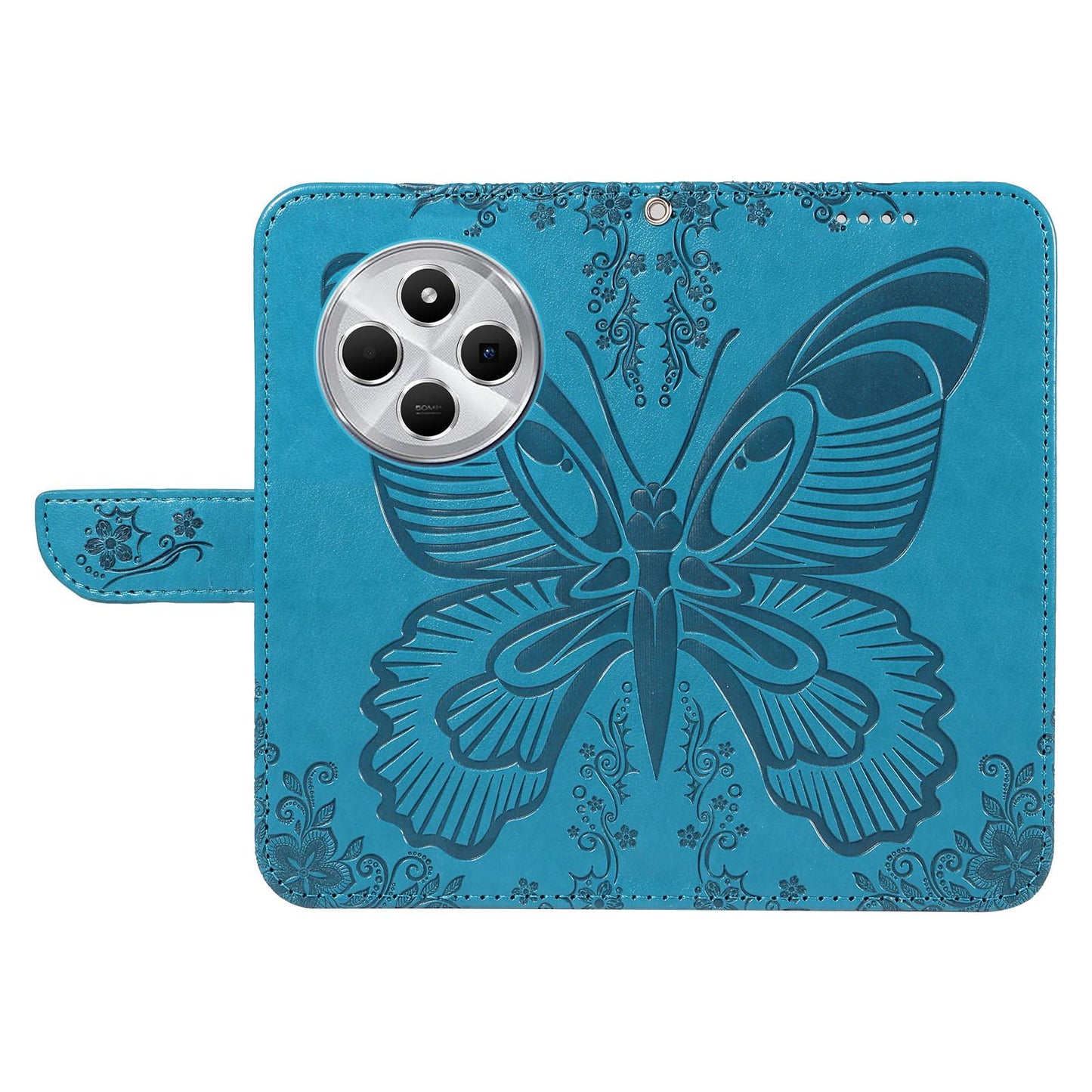 For Redmi Note 17 5G/4G Global 171mm Swallowtail Butterfly Embossed Leather Phone Case(Blue)