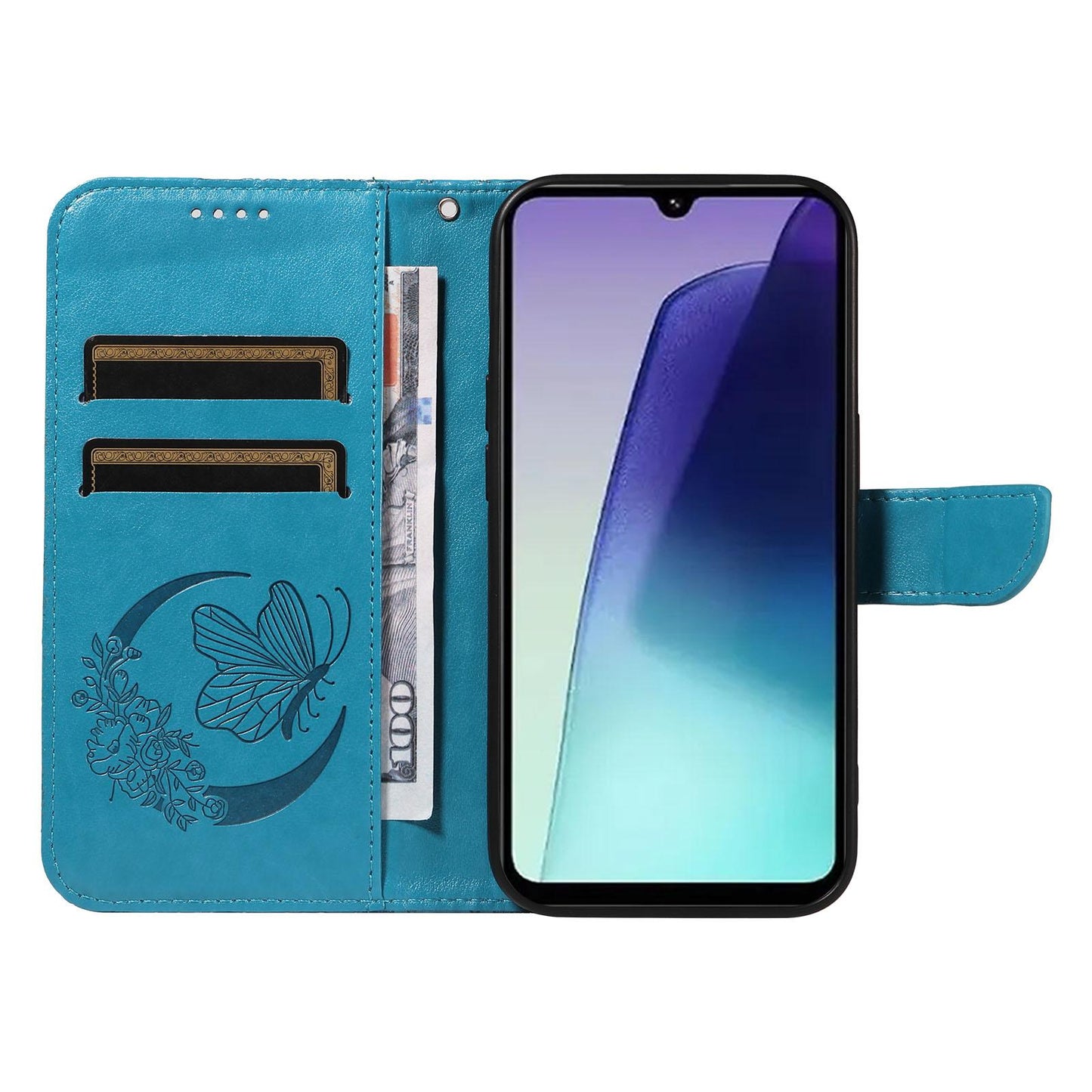 For Redmi Note 17 5G/4G Global 171mm Swallowtail Butterfly Embossed Leather Phone Case(Blue)