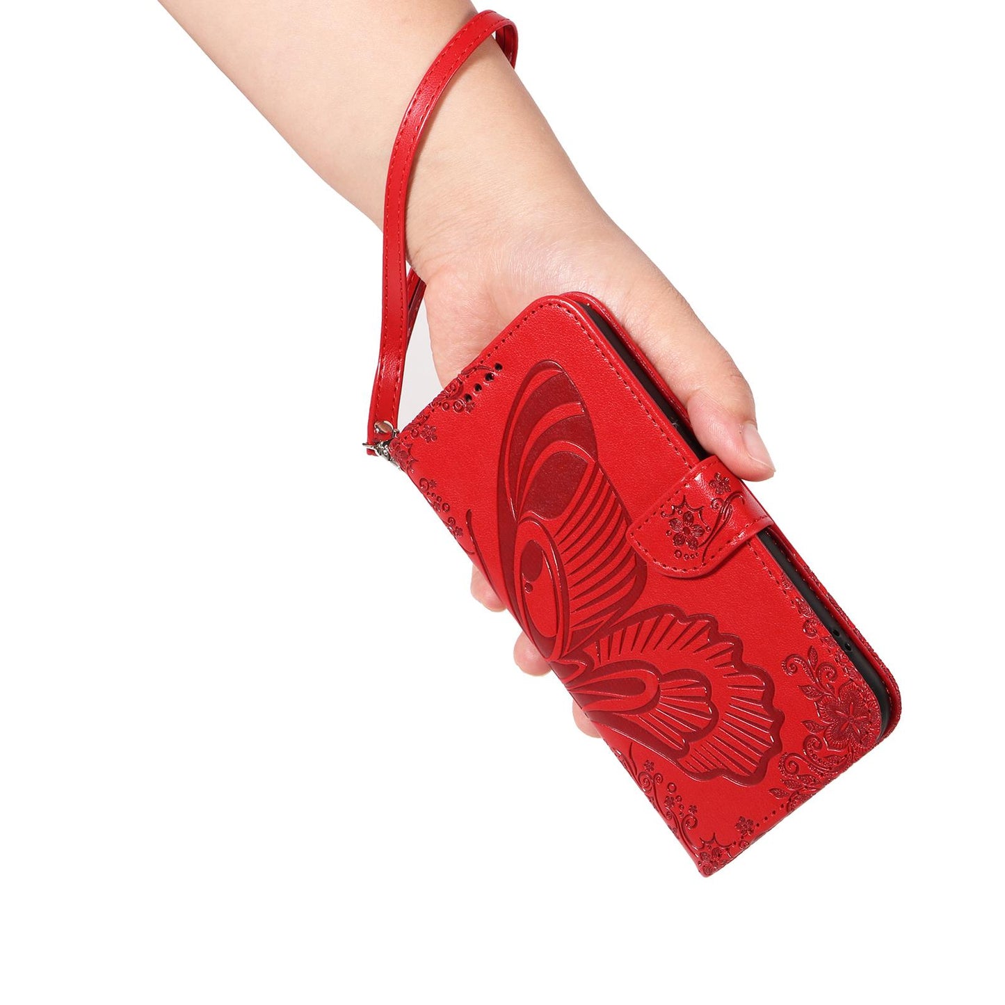 For Redmi Note 17 5G/4G Global 171mm Swallowtail Butterfly Embossed Leather Phone Case(Red)