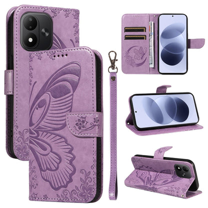For Redmi Note 17 5G/4G Global 171mm Swallowtail Butterfly Embossed Leather Phone Case(Purple)