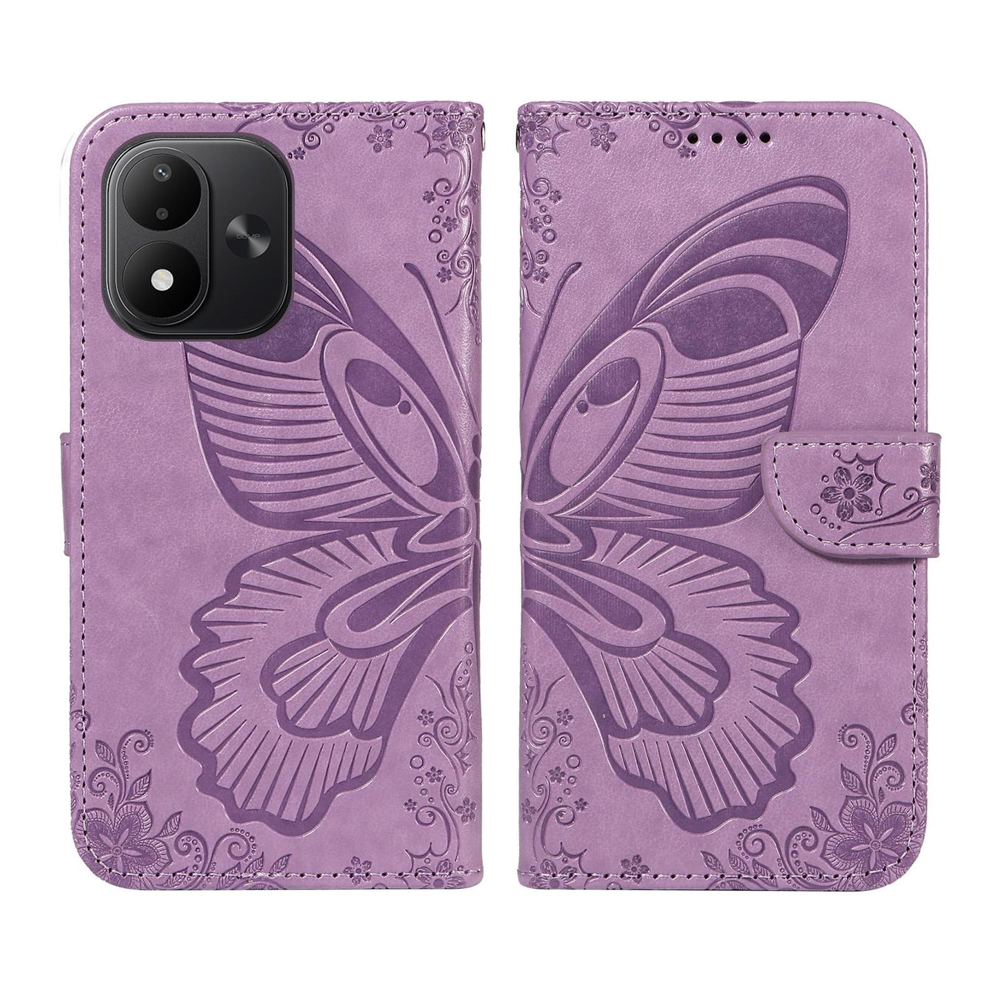 For Redmi Note 17 5G/4G Global 171mm Swallowtail Butterfly Embossed Leather Phone Case(Purple)