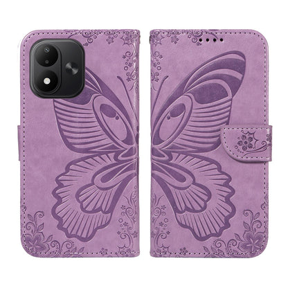 For Redmi Note 17 5G/4G Global 171mm Swallowtail Butterfly Embossed Leather Phone Case(Purple)