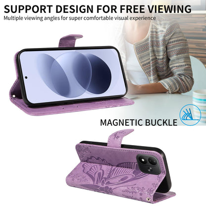 For Redmi Note 17 5G/4G Global 171mm Swallowtail Butterfly Embossed Leather Phone Case(Purple)