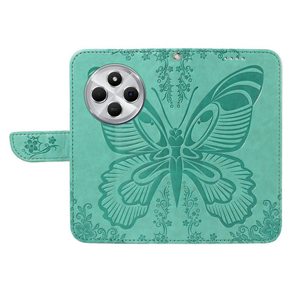 For Redmi Note 17 5G/4G Global 171mm Swallowtail Butterfly Embossed Leather Phone Case(Green)