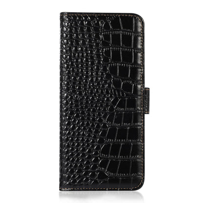 For Redmi K90 Pro Max/Poco F8 Ultra Crocodile Top Layer Cowhide Leather Phone Case(Black)